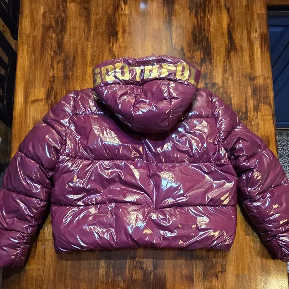 NWT Southpole Women's NylonPuffer Jacket, In Burgundy Faux Fur Inside sz XL - Picture 6 of 11